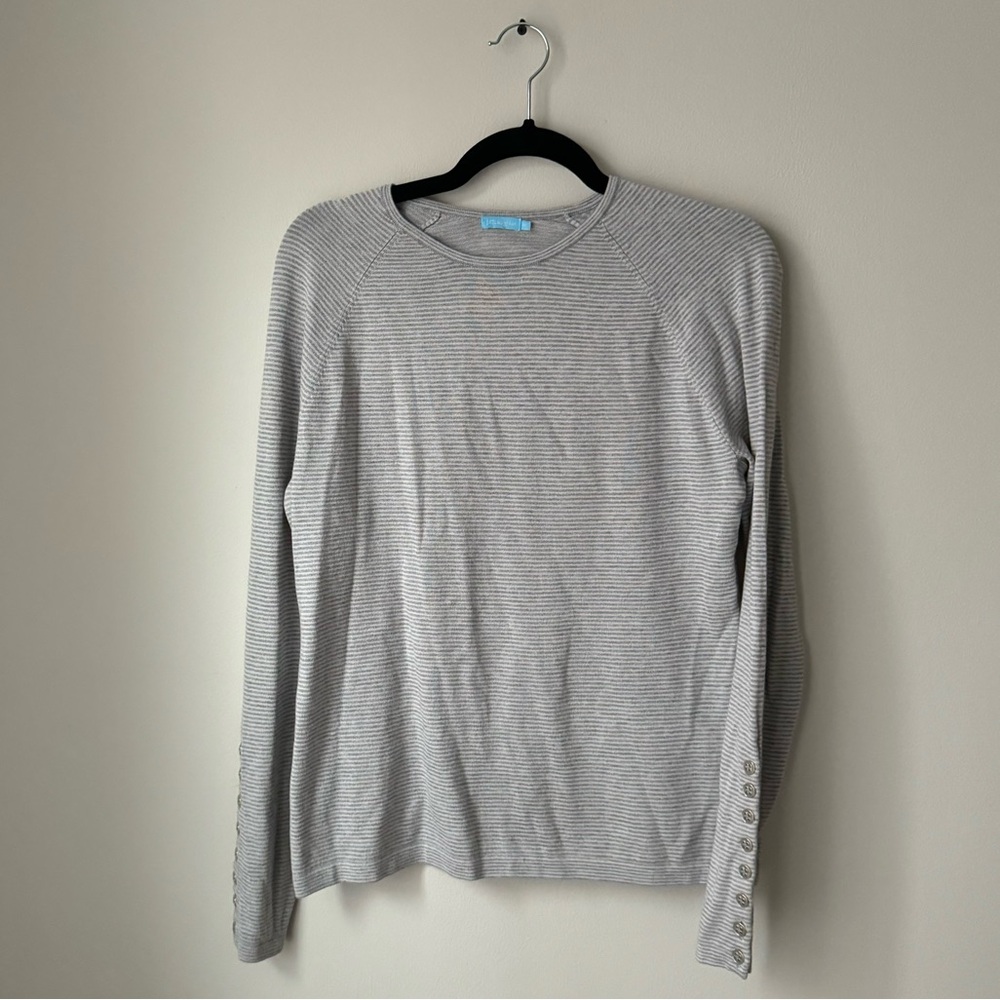 J. McLaughlin Jamey gray striped crewneck sweater‎ top